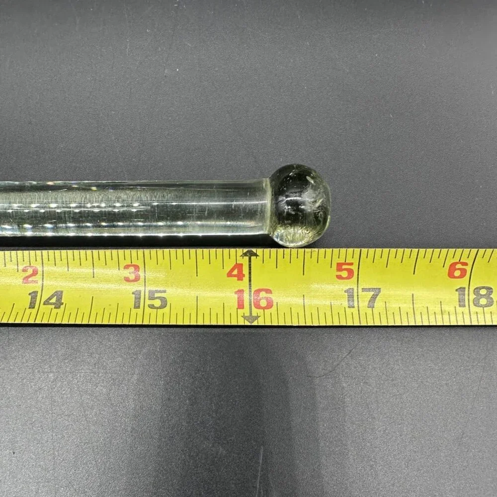 Vintage Clear Glass Curtain Towel Rod Uranium Glows Retro Decor 16.75 In